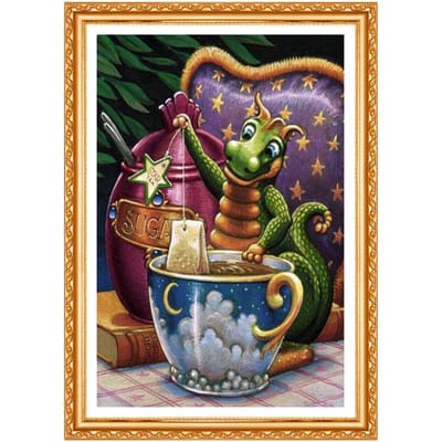 Peinture diamant thème dessin animé, broderie complète, strass, bricolage, point de croix, décoration d'intérieur 20X30CM beige