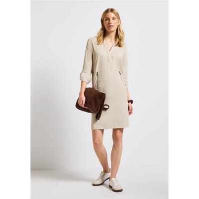 Corduroy jurk met gespleten hals