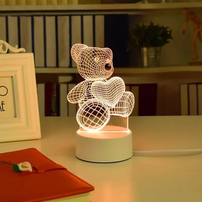 Nina's Giftshop® 3D LED Nachtlamp Teddybeer – Valentijn Cadeau – I Love You – Cadeau voor Hem & Haar – Liefdescadeau – USB Sfeerlamp – Woondecoratie
