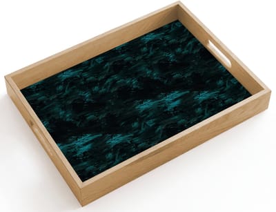 Dienblad hout 40x30 cm - Schootdienblad - Vloeiend - Verf - Donker - Borrelplank rechthoek - Plateau dienbladen