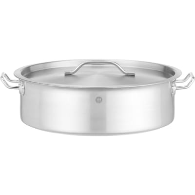 HENDI Lage RVS kookpan 10,8 liter met deksel en gaten, Ø 36 cm