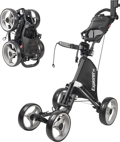 Golfkar - 4 Wielen Trolley - Golfen Gemakkelijk Maken - Compact Vouwmechanisme - 15.19 x 5.5 x 24 Inch - Donkergrijs