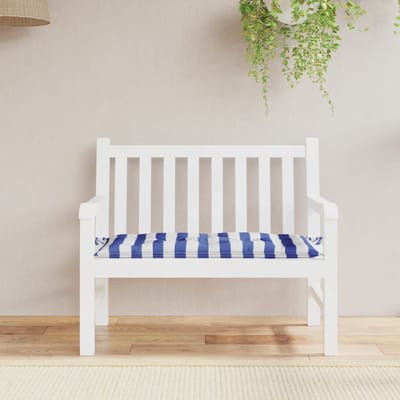 vidaXL Tuinbankkussen gestreept 110x50x7 cm stof wit en blauw