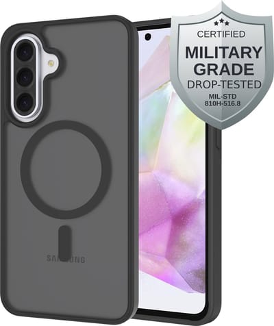 Cazy hoesje geschikt voor Samsung Galaxy A36 / A56 Hoesje geschikt voor MagSafe - Military Grade Backcover - Zwart