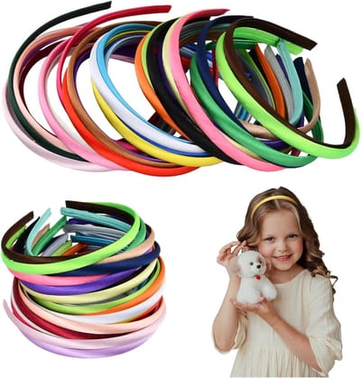 Satin Haarbanden Set van 30 Stuks - 1 cm Brede Satijnen Haarbanden voor Vrouwen en Meisjes - Perfect voor DIY en Diverse Kleuren