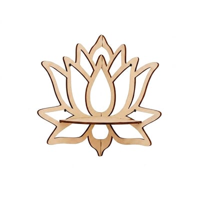 Lichtbruine houten wandplank lotus vorm wandrek decoratief hoek plank minimalistisch design voor badkamer slaapkamer woonkamer