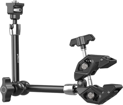 Magic Arm Crab Claw Clamp met Antikanteling en Uittrekbare Pin, 1.5kg Draagvermogen voor Camera's, Monitoren en Verlichting
