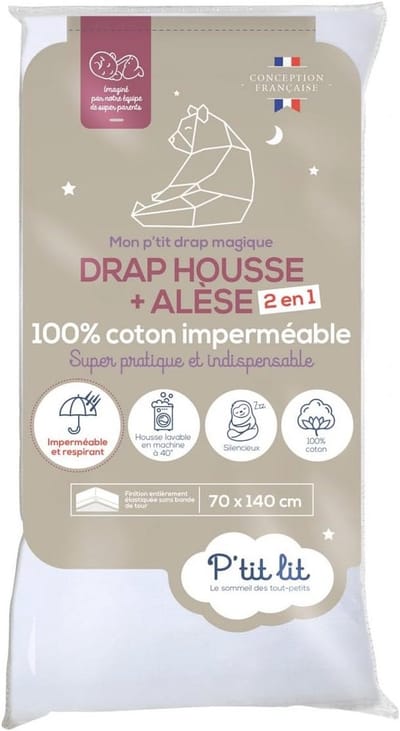 2 in 1 Baby Matrasbeschermer - Waterdicht Hoeslaken 70x140 cm - 100% Katoen - Ademend en Oeko-Tex® Goedgekeurd