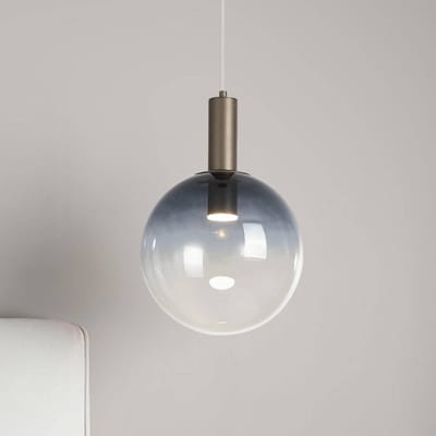 Searchlight Hanglamp Ombre, bolvormig, rookgrijs/wit, Ø 30 cm, glas