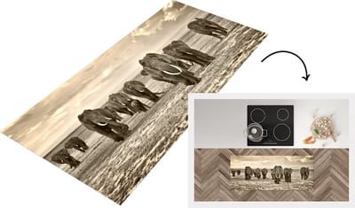 Keukenloper - Loper keuken - Olifant - Afrikaans - Sepia - 120x50 cm - Keukenloper vinyl