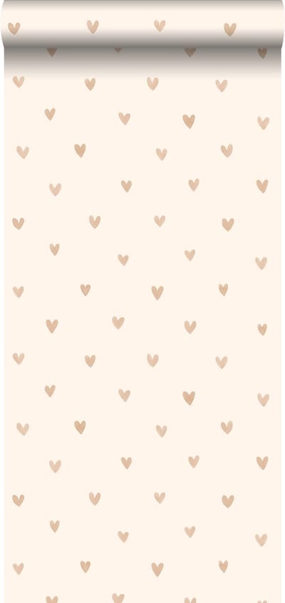 ESTAhome behang hartjes glanzend goud en beige - 53 cm x 10.05 m - 138865