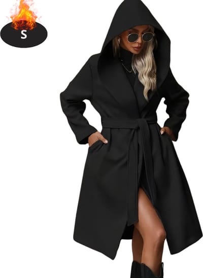Livano Mantel Dames - Tussenmantel - Jas - Mantelpakje - Trenchcoat - Overjas - Overcoat - Winter - Zwart - S