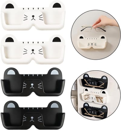 4-Pack Zonnebril Organizer - Katvormige Muurhouders voor Glazen in Woonkamer, Slaapkamer en Badkamer