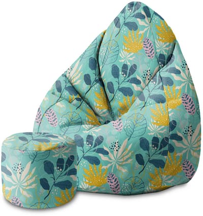 DreamRoots Velvet Zitzak voor Volwassenen – Luxe Beanbag met Voetsteun en Afneembare Hoes – Inclusief Vulling – 80x80x120 cm - Abstract Exotic