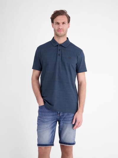 LERROS Polo van lichte katoenmix met een prettige textuur , Maat: M , Kleur: STORM BLUE , 77% katoen, 20% polyester, 3% elastaan