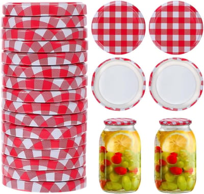 Set van 40 Kleurige Potdeksels voor Jam, Schroefdoppen voor Inmaakpotten, Waterdicht en Herbruikbaar