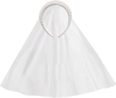 Bruidskroon met Sluier - Bruids Haarband - Bruiloft Accessoire - Afneembare Sluier - 19 x 18 cm - Wit