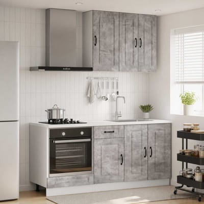 vidaXL - Keukenblok - KALMAR - 5 - st - Betongrijs - Bewerkt - hout
