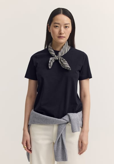 Bugatti Damen T-shirt van katoen-stretch met ronde hals
