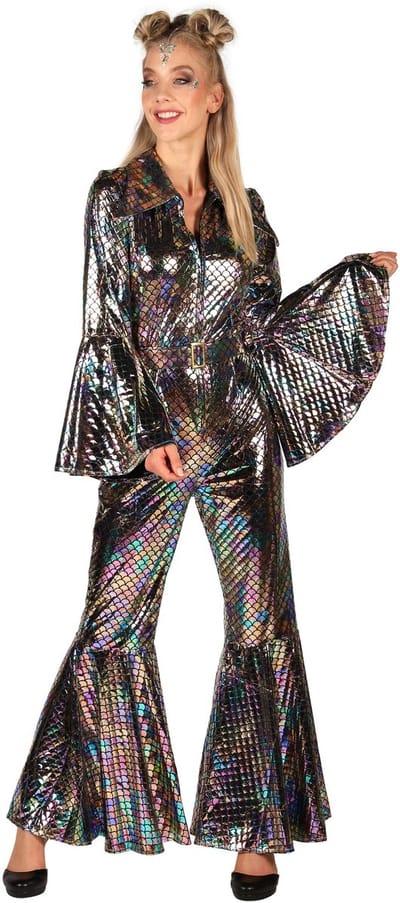 Catsuit Dazzling Star Zilver - Jaren 80 & 90 - Dames - Disco - Volwassenen - Maat L