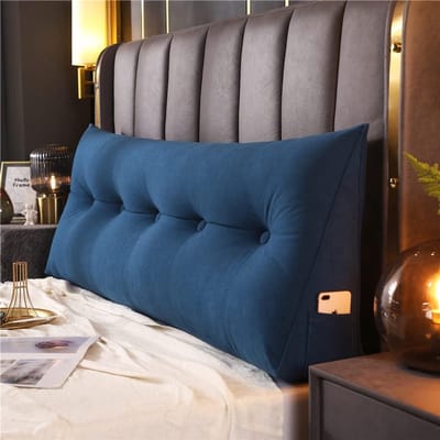 Hoofdkussen Bed - Leeskussen Rugsteun - Comfortabel Ontspannen - Afneembare Wasbare Hoes - Kingsize 150cm - Blauw