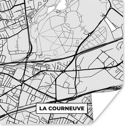 Poster Stadskaart – Frankrijk – Kaart – La Courneuve – Plattegrond - 100x100 cm XXL