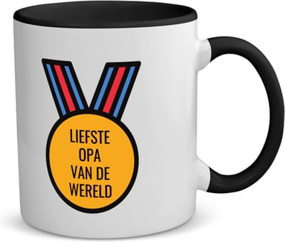 Akyol - liefste opa van de wereld koffiemok - theemok - zwart - Opa - de liefste opa - verjaardagscadeau - verjaardag - cadeau - cadeautje voor opa - opa artikelen - kado - geschenk - gift - 350 ML inhoud