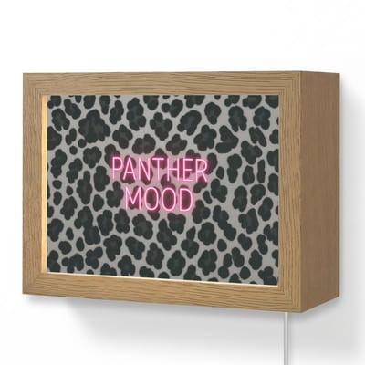 Wandlamp 20x15 cm - Oplaadbaar - Panterprint - Zwart - Neonletters - Roze - Wandlampen binnen woonkamer - Slaapkamer lamp met kabel - Decoratieve nachtlamp - Vloerlamp snoer