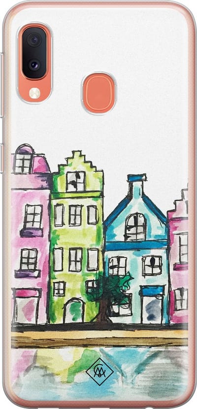 Casimoda® hoesje - Geschikt voor Samsung A20e - Amsterdam - Backcover - Siliconen/TPU - Paars