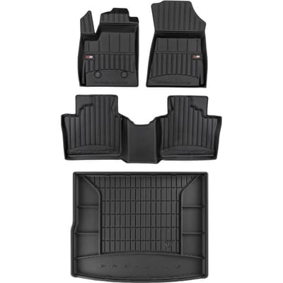 Frogum ProLine Voordeelset - Automatenset + Kofferbakmat - Geschikt voor Renault Espace VI (vanaf 2023) - Voor 7-persoons uitvoering (3e rij neergeklapt) - TPE Rubber - Zwart
