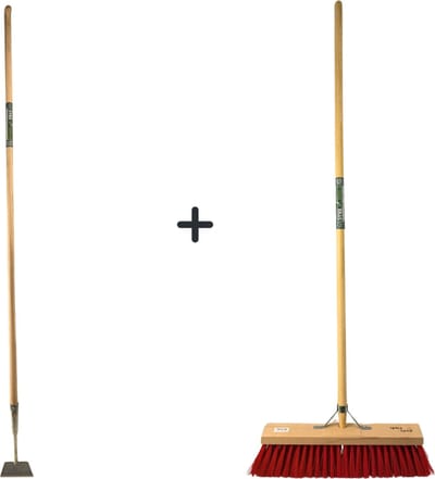 Synx Tools Rechte Schoffel 12cm met Staal 160cm + Nylon Straatbezem 50cm - Rechte Schoffel 12cm - Buitenbezem
