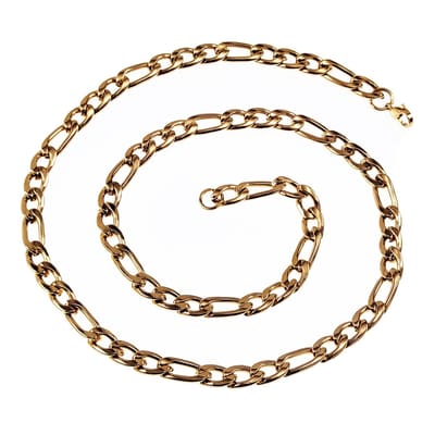 60cm x 8mm Figaro Ketting Dames - Heren - Stalen Goud Kleur - Schakelketting Unisex