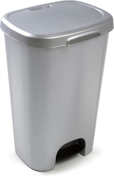 PlasticForte Pedaalemmer - zilverkleurig - 50L - prullenbak - 41 x 36 x 63,5 cm