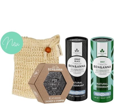 BEN&ANNA - Wild Bundel - Deo Urban Black en Mint 40gr - Love soap Elmswood - Zeepzakje - 4 Pak