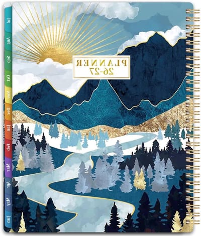 Planner 2025-2026 - Wekelijkse Maandelijkse Agenda - Dagelijkse Planning - Spiraalgebonden 360 Graden - 8 x 10 Inch - Goud