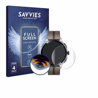 Savvies - Screenprotector voor Xiaomi Watch 2 Pro - Folie Beschermfolie transparant volledig dekking 4 Stuks