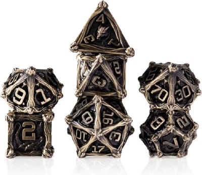 Lapi Toys - Dungeons and Dragons dobbelstenen - DnD Dice - Polydice - Dobbelstenen Dungeons Dragons - Metal dice - Metalen Dobbelstenen - DnD Dice Set - 1 set (7 stuks) - Metaal - Goudkleurig