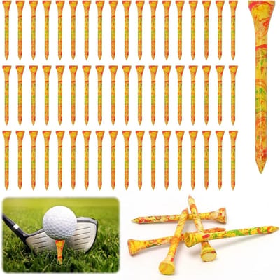 60 Stuks Biodegradable Bamboo Golf Tees 70mm - Duurzame Golfaccessoires met Lage Wrijving en Curved Top