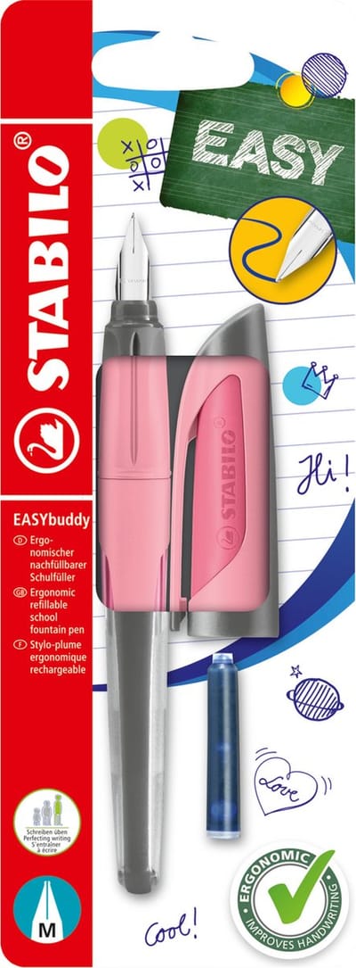 STABILO EASYbuddy Pastel - Ergonomische Vulpen - Roze - Standaard M Punt Voor Rechtshandigen