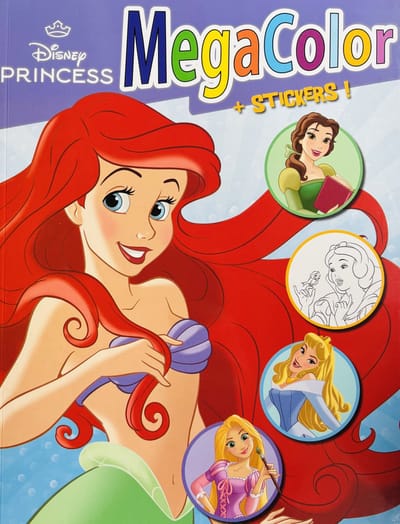 Disney Princess - Megacolor Aurora - kleurboek met +/- 130 kleurplaten en 1 vel stickers - prinsessen - knutselen - kleuren - tekenen - creatief - verjaardag - kado - cadeau