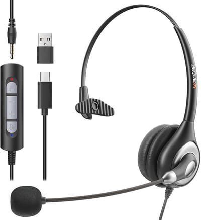 Headset Type-C Mono met microfoon en Noise Cancelling voor Teams en Call Center