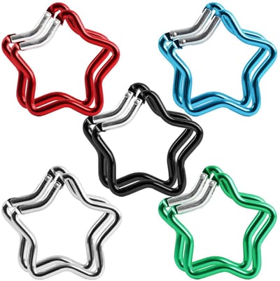 Dailygoods - 10 stuks ster karabijnhaken ster sleutelhanger karabijnhaak karabijnhaak karabijnhaak klein geschikt voor decoratie (5 kleuren)