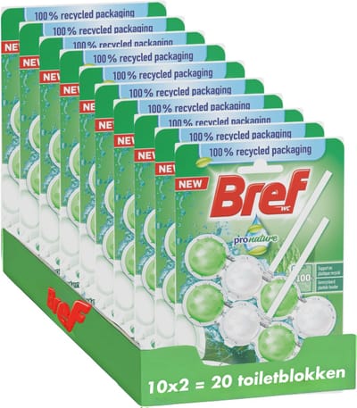Bref - Pro Nature - Mint & Eucalyptus - Hygiënisch Schoon Toilet - Respect Voor de Natuur - Voordeelverpakking - 10 x 2 Stuks