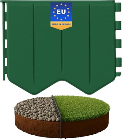 Gazonrand - Bloembedomranding - Tuinranden aanleggen - Installatie zonder graven - 20.6 meter - Groen