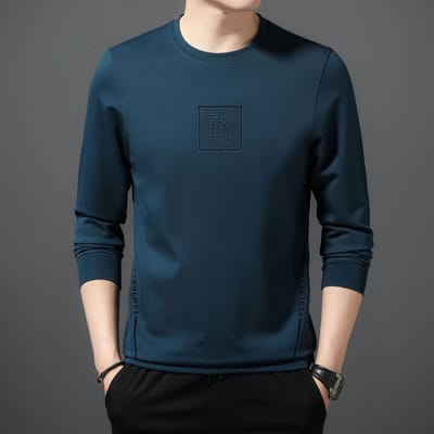 Heren Hoodie met Ronde Hals Mode Heren Top Lange Mouw Basis Shirt 190 black
