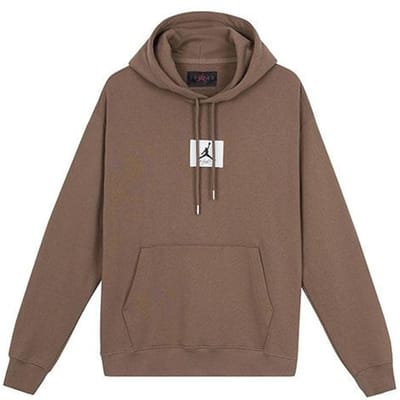 Jordan Effen Kleur Logo Label Trekkoord Capuchon Fleece gevoerd Lange Mouw M gray