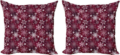 ABAKUHAUS Decoratieve kussenhoes met sneeuwvlokmotief, 2 stuks, Kerst, 50x50 cm, Kastanjebruin