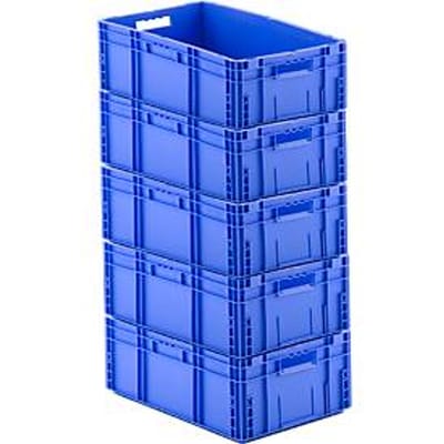 Euro Box Serie MF 6220, gemaakt van polypropeen, inhoud 41,6 l, zonder deksel, L 600 x B 400 x H 220 mm, 5 stuks, blauw