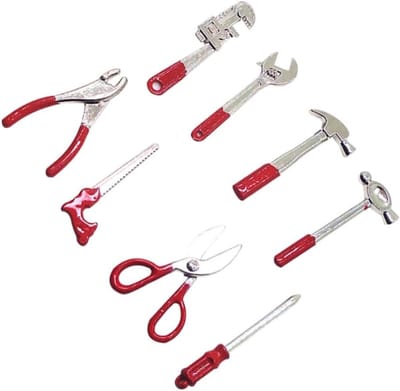 Miniatuur gereedschap set - Poppenhuis reparatie - Poppenhuis decoratie - Handgemaakt vakmanschap - 1:12 schaal - Gemengde kleuren