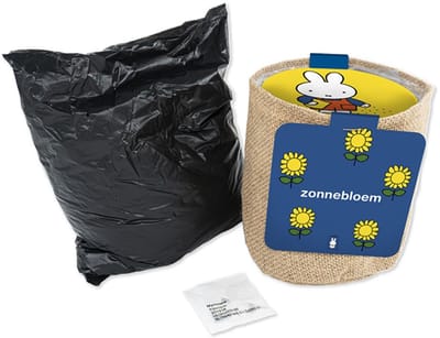 Nijntje jutezak zonnebloem - bloemzaad voor kinderen tuinieren.